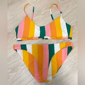 Volcom Colorblock Bikini Top - Pink, Green, Yellow, White
